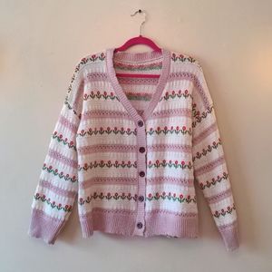NWOT / Kawaii pixel flower print cardigan